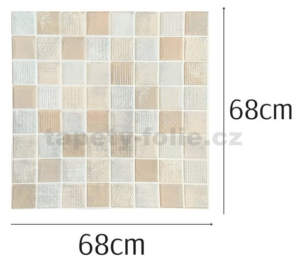 Samolepící pěnové 3D panely XY-W03, cena za kus, rozměr 70 x 70 cm, mozaika hnědo-stříbrná, IMPOL TRADE
