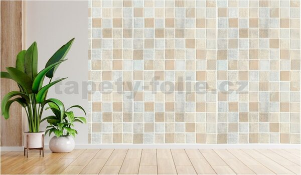 Samolepící pěnové 3D panely XY-W03, cena za kus, rozměr 70 x 70 cm, mozaika hnědo-stříbrná, IMPOL TRADE