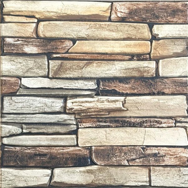 Samolepící pěnové 3D panely XY-G02, cena za kus, rozměr 70 x 77 cm, ukládaný kámen hnědý, IMPOL TRADE