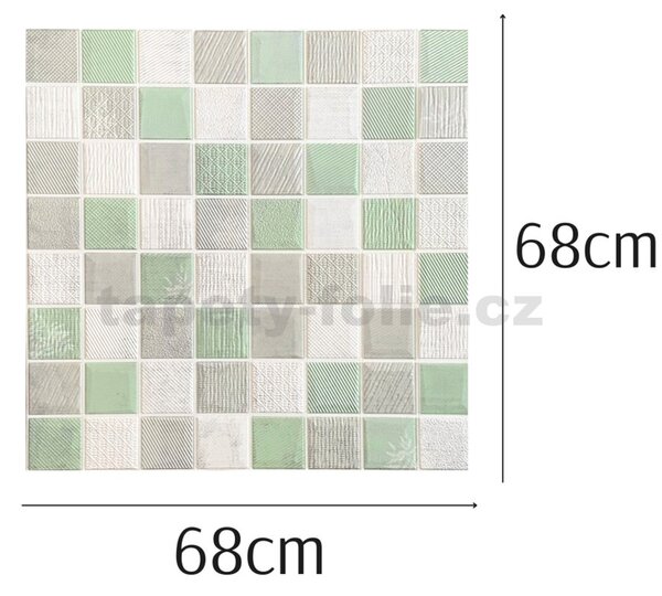 Samolepící pěnové 3D panely XY-W04, cena za kus, rozměr 70 x 70 cm, mozaika zeleno-stříbrná, IMPOL TRADE