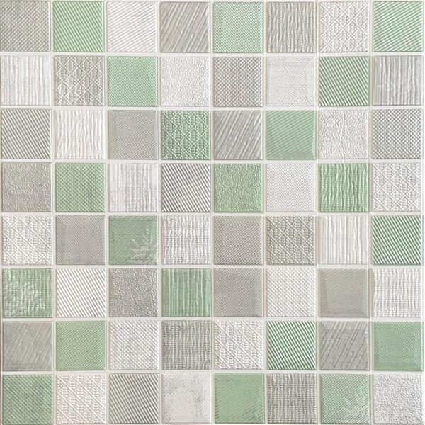 Samolepící pěnové 3D panely XY-W04, cena za kus, rozměr 70 x 70 cm, mozaika zeleno-stříbrná, IMPOL TRADE