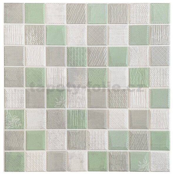 Samolepící pěnové 3D panely XY-W04, cena za kus, rozměr 70 x 70 cm, mozaika zeleno-stříbrná, IMPOL TRADE