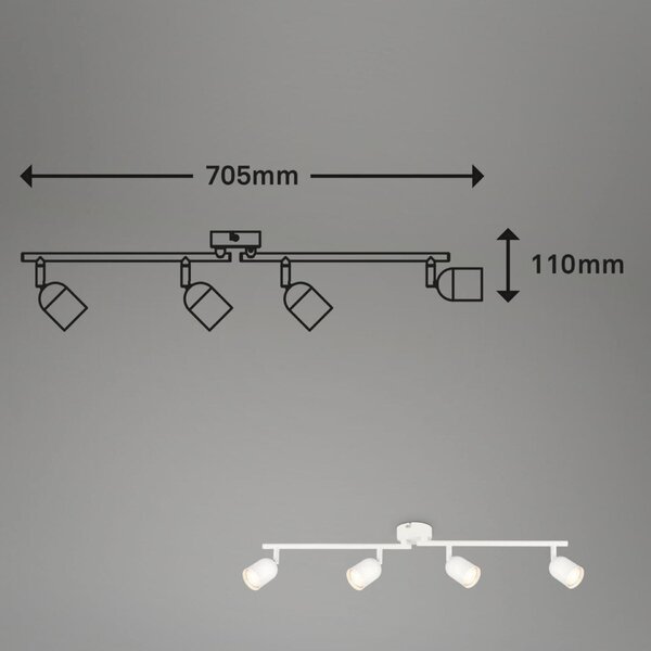 BRILONER Bodové svítidlo Spot, 70,5 cm, 4x GU10, max. 9W, bílé 2145046