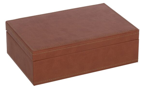 Hnědá šperkovnice z umělé kůže s 5ti přihrádkami Cognacco - 21*14*7 cm - J-Line by Jolipa