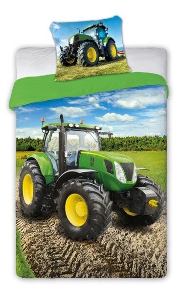 Barevné dětské ložní povlečení s motivem traktor 2 části: 1ks 140 cmx200 + 1ks 70 cmx90