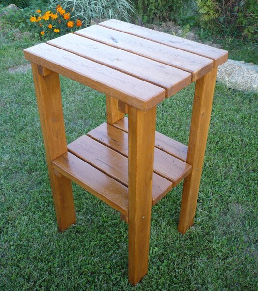 KULHÁNEK Klasický dubový odkládací stolek Odstín nátěru: lazura - pinia