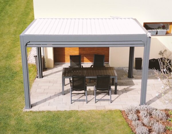 Bioklimatická pergola Noela antracit PREMIUM 3x4 m Barva lamel: Bílá