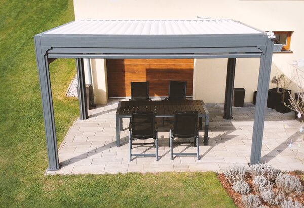 Bioklimatická pergola NOELA PREMIUM 3x4m antracit + montáž Barva lamel: Bílá