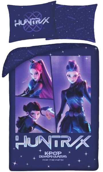 Bavlněné ložní povlečení KPop Demon Hunters - motiv HUNTR/X Dark Night - 100% bavlna - 70x90 cm + 140x200 cm
