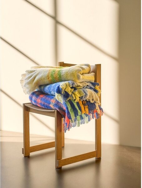 Žlutá/zelená deka s příměsí vlny 140x200 cm Loom – Hübsch