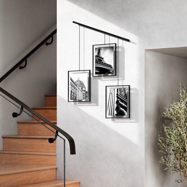 Černé kovové rámečky na zeď v sadě 3 ks 73x82 cm Exhibit – Umbra