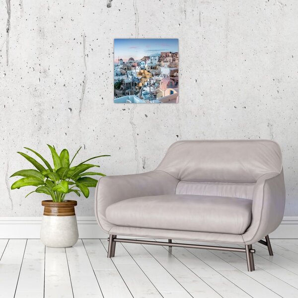 Obraz - Stmívání v Santorini (30x30 cm)