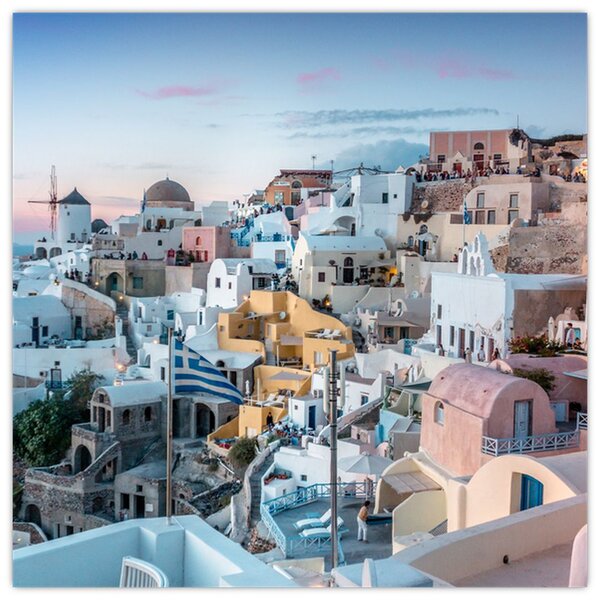 Obraz - Stmívání v Santorini (30x30 cm)