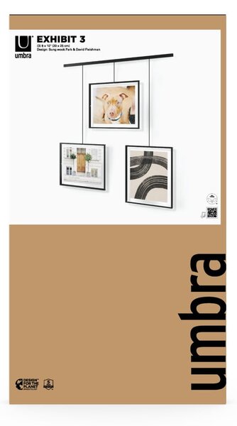 Černé kovové rámečky na zeď v sadě 3 ks 73x82 cm Exhibit – Umbra