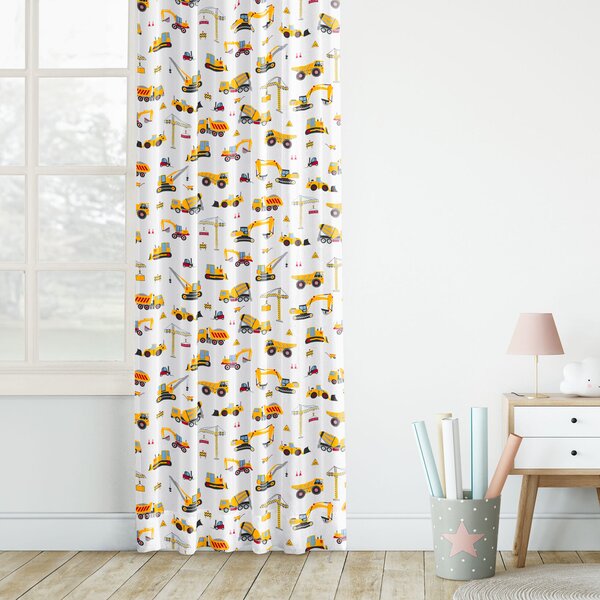 Goldea dětský bavlněný závěs - nákladní auta a bagry 140x150 cm