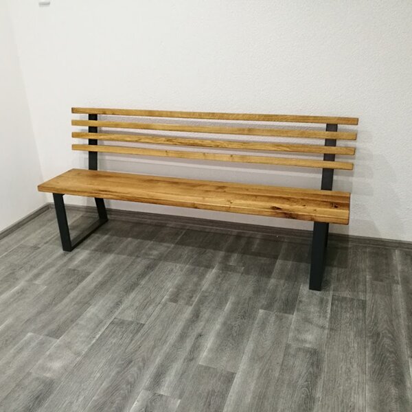 KULHÁNEK Designová jídelní lavice - dubové dřevo a kvalitní ocel Délka: individuální, Odstín podnože: antracit - RAL 7016