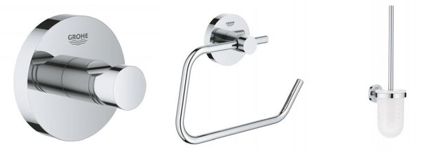 Sada záchodová štětka Grohe Essentials 40374001, držák na toaletní papír Grohe Essentials 40689001, 40364001