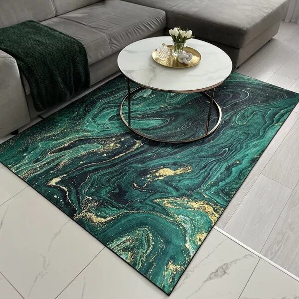 Makro Abra Kusový koberec pratelný TOSCANA 40560 Abstraktní moderní pogumovaný zelený Rozměr: 80x150 cm