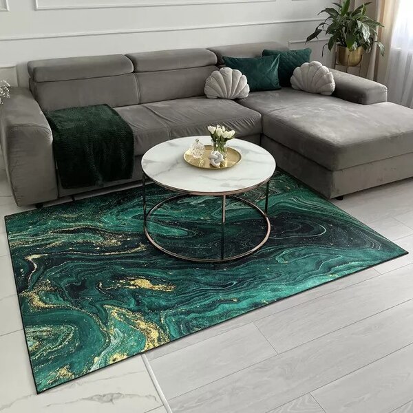 Makro Abra Kusový koberec pratelný TOSCANA 40560 Abstraktní moderní pogumovaný zelený Rozměr: 80x150 cm