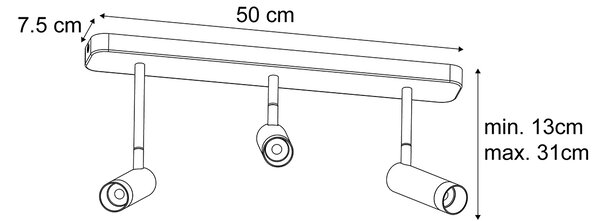 Zaoblené stropní bodové svítidlo černé GU10 35mm 3-světelné nastavitelné - Kate