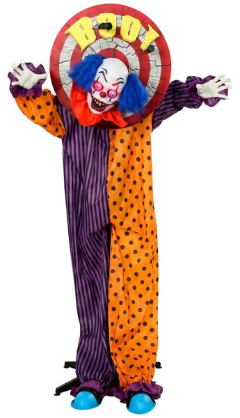 Životní velikosti 167 cm - animovaná Halloween dekorace klaun se zvukem & aktivací dotykem