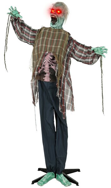 Animovaný halloweenový zombie v životní velikosti, 170 cm, se zvukem a aktivací na dotek, děsivá dekorace