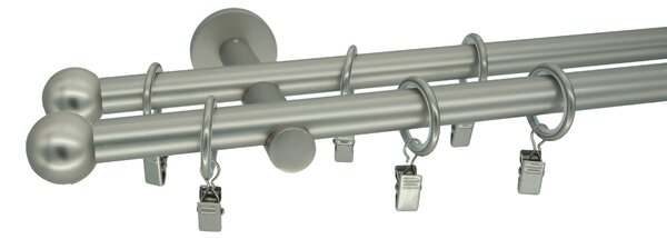 Kovovégarnýže.cz Garnýž Ballo modern 19 mm matný nikl Varianta jednořadá nebo dvouřadá: Jednořadá, Délka: 120 cm, Uchycení látky: Kroužky s žabkou