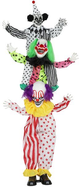 Stohovatelní halloween animatroničtí klauni s červeně svítícími očima pro vnitřní party dekorace