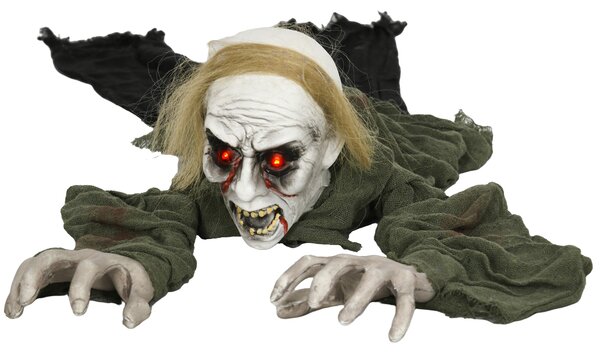 Halloween dekorace, plazivý zombie, aktivovaný dotykem/hlukem, svítící oči