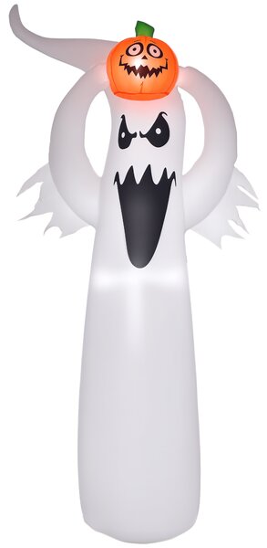 HOMCOM nafukovací strašidlo na Halloween 1,8 m, dekorace s LED, bílá + oranžová, polyester, 80 x 40 x 180 cm