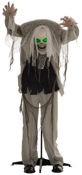 Duch kostry, Halloween dekorace, děsivé vytí, červené oči, pohyblivé paže, 160 cm