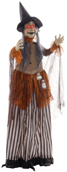 Čarodějnice s kouzelným lektvarem, halloweenská dekorace, strašidelné zvuky, červené oči, pohyblivá, 183 cm