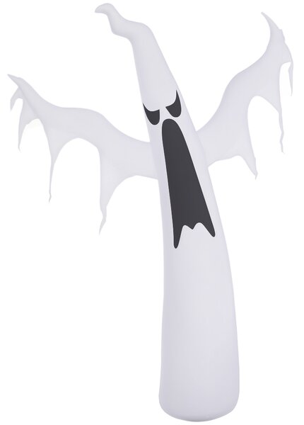 HOMCOM Halloween nafukovací duch 1,8 m dekorace s LED IP44 samonafukovací polyester bílá 130 x 30 x 180 cm