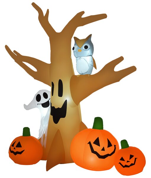 HOMCOM Halloween nafukovací strašidlo svítící dekorace 120/ 240 cm (nafukovací strašidelný strom)