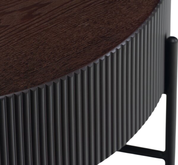 Konferenční stolek Corbi 80 cm do obývacího pokoje - tmavý ořech / černá matná