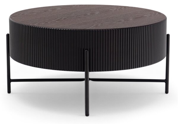 Konferenční stolek Corbi 80 cm do obývacího pokoje - tmavý ořech / černá matná