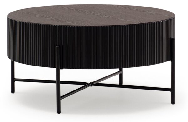 Konferenční stolek Corbi 80 cm do obývacího pokoje - tmavý ořech / černá matná