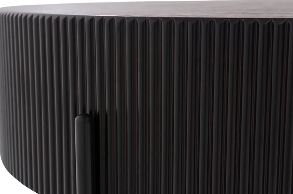 Konferenční stolek Corbi 80 cm do obývacího pokoje - tmavý ořech / černá matná