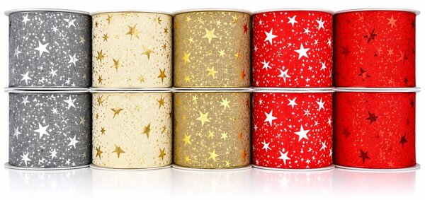 Stuha vánoční Starlight Wishes – Sada 10ks - 60mm x 3m (13,-Kč/m)