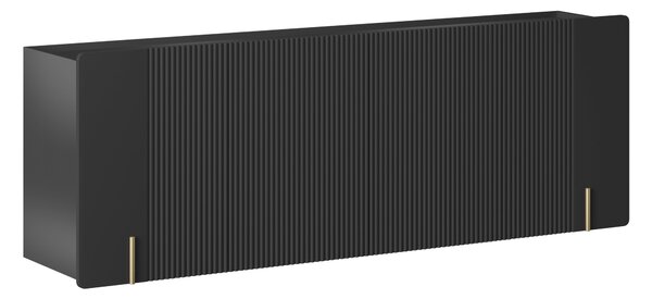 Závěsná čtyřdveřová komoda Malmi 200 cm - černý mat / zlatá