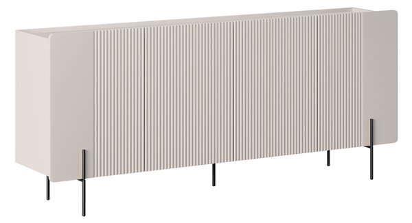 Komoda Malmi 200 cm čtyřdveřová - kašmír / černé nohy