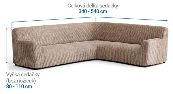 Bielastické potahy MOSAICO béžové rohová sedačka (š. 350 - 530 cm)