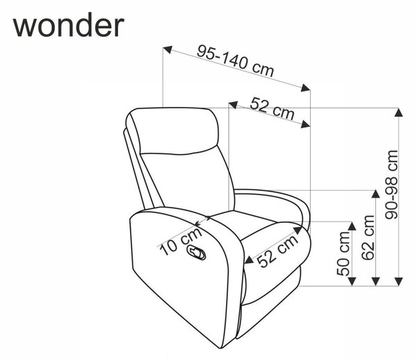Relaxační polohovací TV křeslo WONDER — látka, skořicová (rozbaleno)
