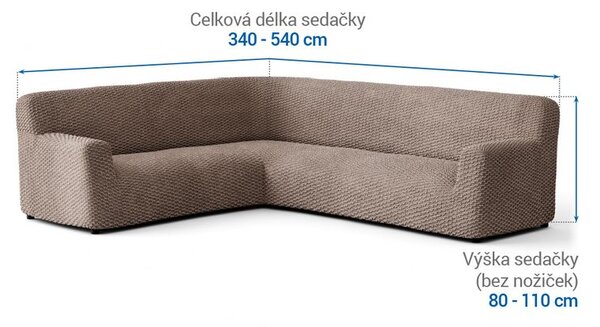 Bielastické potahy MOSAICO oříškové rohová sedačka (š. 350 - 530 cm)