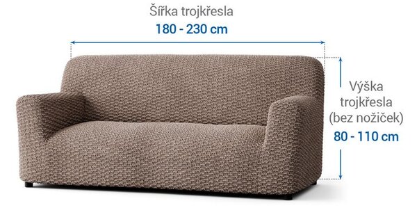 Bielastické potahy MOSAICO oříškové trojkřeslo (š. 170 - 220 cm)