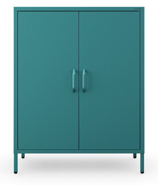 Kovová nízká skříňka s policemi VITO, 800 x 1015 x 400 mm, Modern: mořská barva
