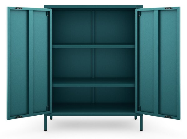 Kovová nízká skříňka s policemi VITO, 800 x 1015 x 400 mm, Modern: mořská barva