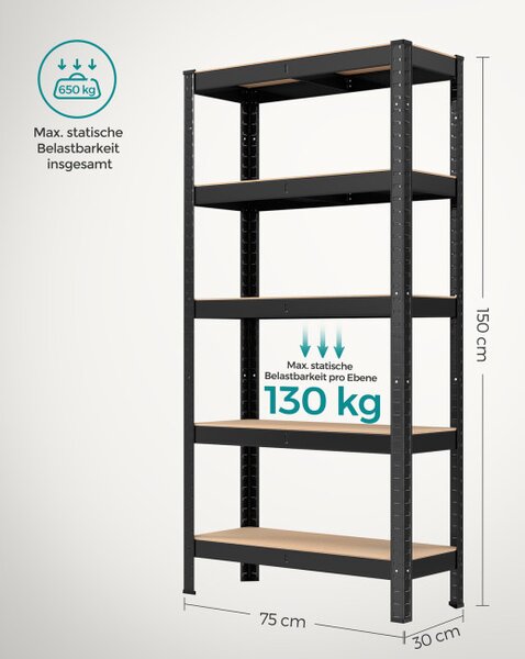 Regál 150x75x30 cm GLR030B21