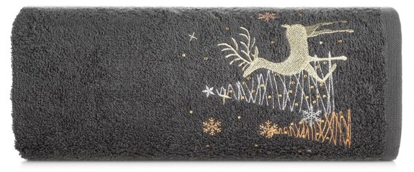 Bavlněný vánoční ručník šedý s jelenem Šířka: 70 cm | Délka: 140 cm