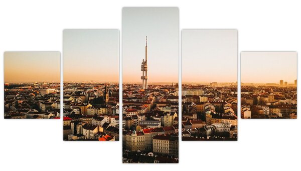 Obraz západu slunce nad Žižkovem (125x70 cm)